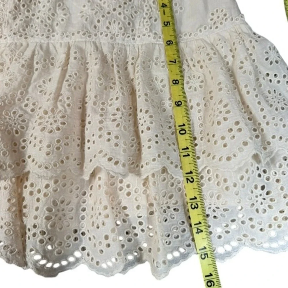 LoveShackFancy‎ Skirt Women S Cream Eyelet Ruffle Mini Boho Coquette Cottagecore
